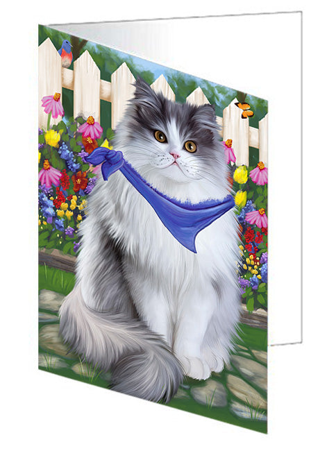 Spring Floral Persian Cat Handmade Artwork Assorted Pets Greeting Cards and Note Cards with Envelopes for All Occasions and Holiday Seasons GCD53807