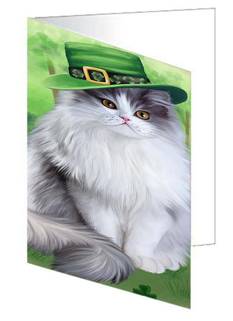 St. Patricks Day Irish Portrait Persian Cat Handmade Artwork Assorted Pets Greeting Cards and Note Cards with Envelopes for All Occasions and Holiday Seasons GCD52034