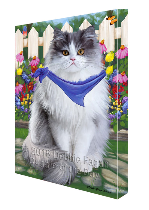 Spring Floral Persian Cat Canvas Wall Art CVS65086