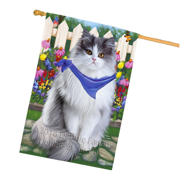 Spring Floral Persian Cat House Flag FLG49891