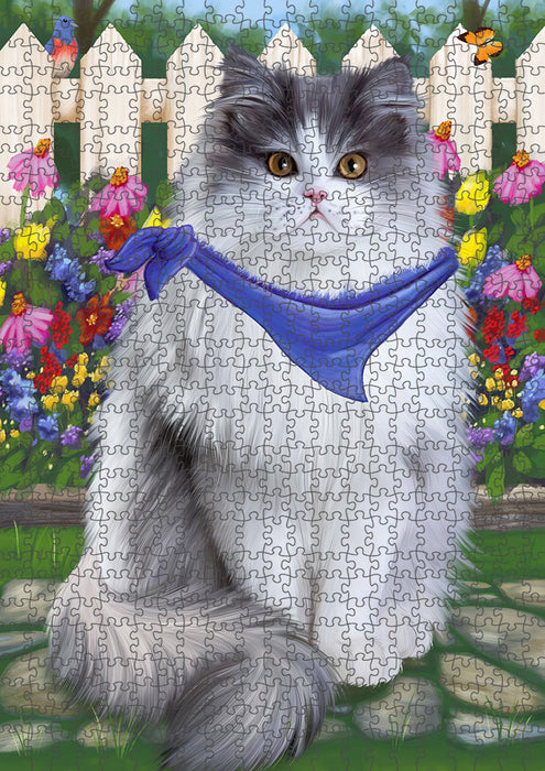 Spring Floral Persian Cat Puzzle with Photo Tin PUZL53484