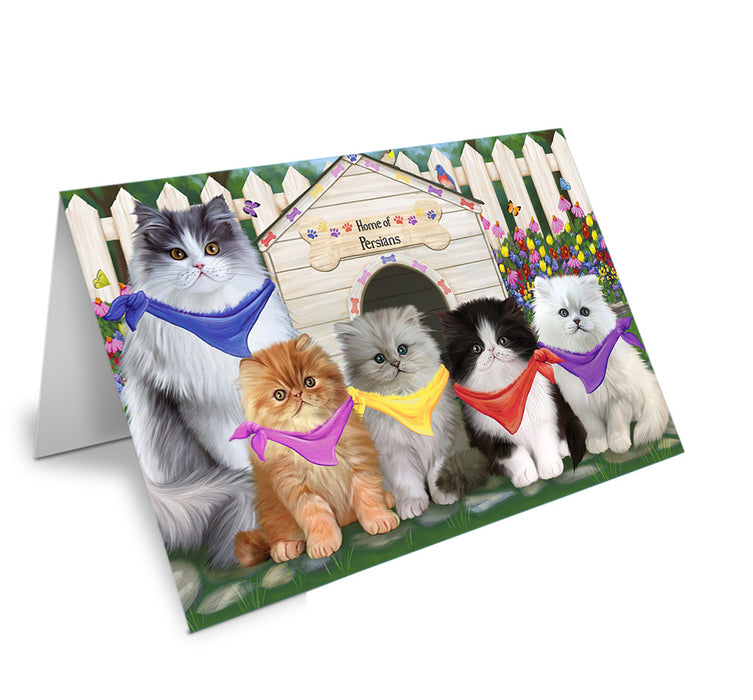 Spring Dog House Persian Cats Handmade Artwork Assorted Pets Greeting Cards and Note Cards with Envelopes for All Occasions and Holiday Seasons GCD53810