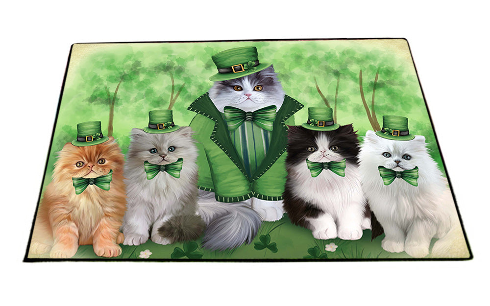 St. Patricks Day Irish Family Portrait Persian Cat Floormat FLMS49731