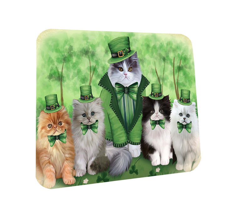 St. Patricks Day Irish Family Portrait Persian Cats Coasters Set of 4 CST49295