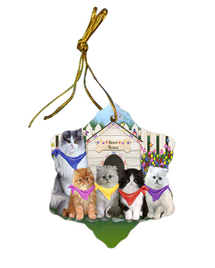 Spring Dog House Persian Cats Star Porcelain Ornament SPOR49919