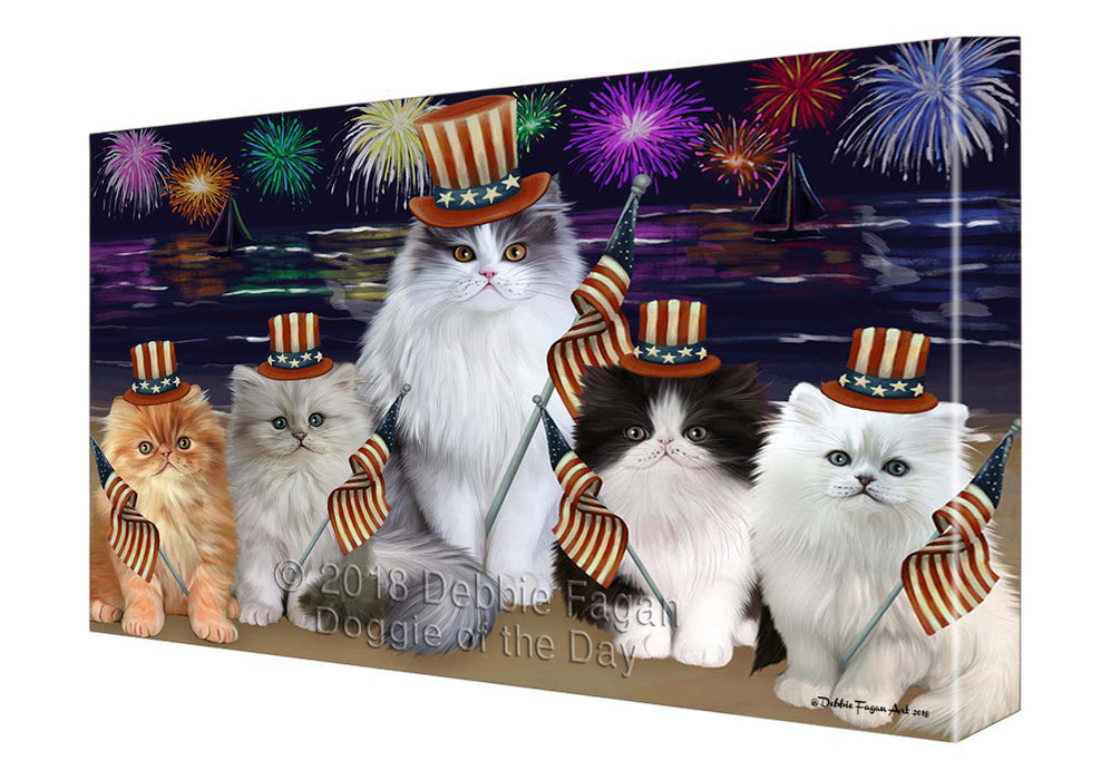 4th of July Independence Day Firework Persian Cats Canvas Wall Art CVS56199