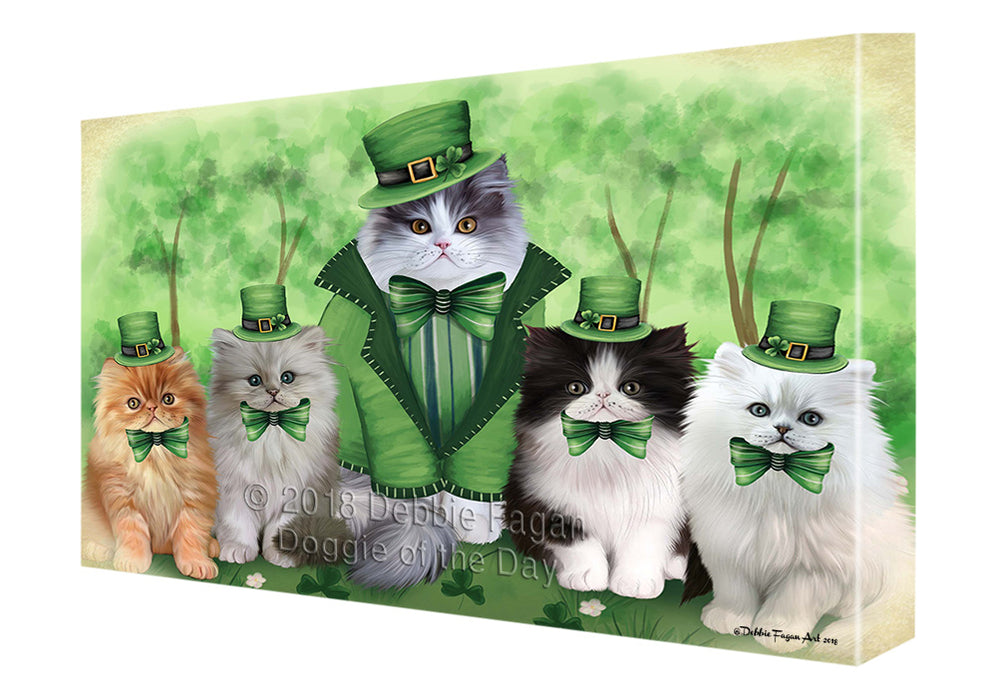 St. Patricks Day Irish Family Portrait Persian Cats Canvas Wall Art CVS58917