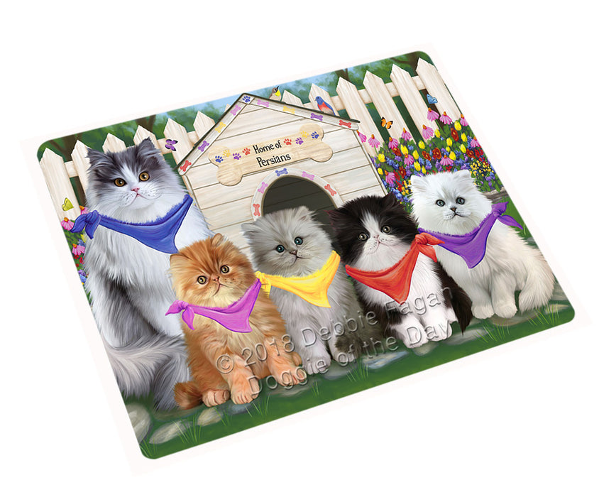 Spring Dog House Persian Cats Tempered Cutting Board C53649