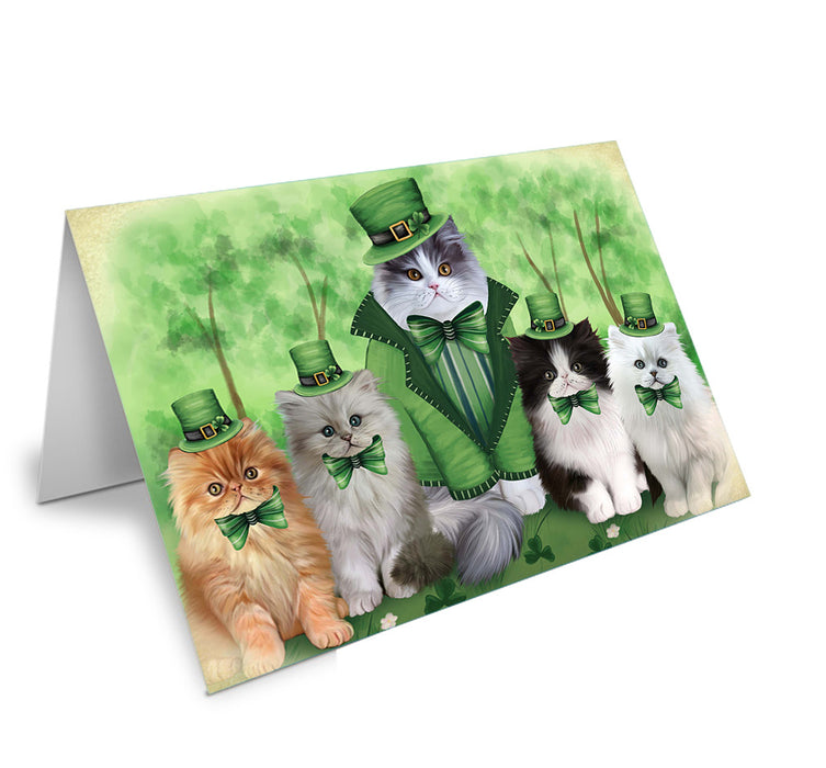St. Patricks Day Irish Family Portrait Persian Cats Handmade Artwork Assorted Pets Greeting Cards and Note Cards with Envelopes for All Occasions and Holiday Seasons GCD52037