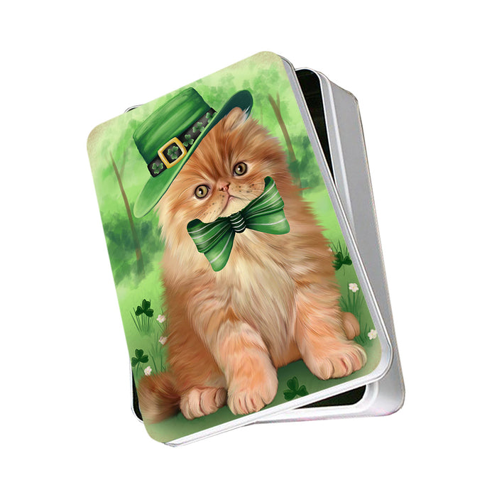 St. Patricks Day Irish Portrait Persian Cat Photo Storage Tin PITN49337