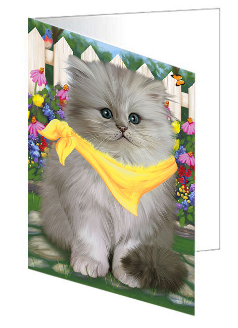 Spring Floral Persian Cat Handmade Artwork Assorted Pets Greeting Cards and Note Cards with Envelopes for All Occasions and Holiday Seasons GCD53813