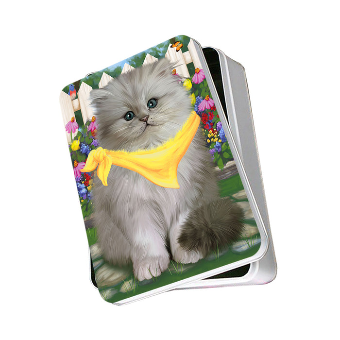 Spring Floral Persian Cat Photo Storage Tin PITN49928