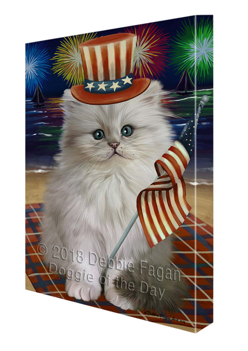 4th of July Independence Day Firework Persian Cat Canvas Wall Art CVS56217