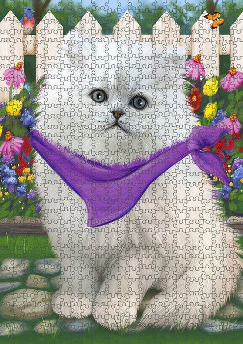 Spring Floral Persian Cat Puzzle with Photo Tin PUZL53493