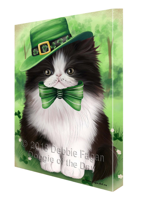 St. Patricks Day Irish Portrait Persian Cat Canvas Wall Art CVS58935
