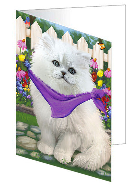 Spring Floral Persian Cat Handmade Artwork Assorted Pets Greeting Cards and Note Cards with Envelopes for All Occasions and Holiday Seasons GCD53816