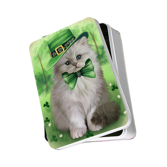 St. Patricks Day Irish Portrait Persian Cat Photo Storage Tin PITN49339