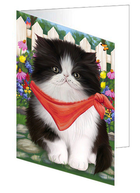 Spring Floral Persian Cat Handmade Artwork Assorted Pets Greeting Cards and Note Cards with Envelopes for All Occasions and Holiday Seasons GCD53819