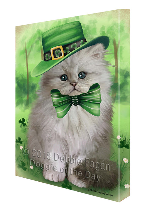 St. Patricks Day Irish Portrait Persian Cat Canvas Wall Art CVS58944