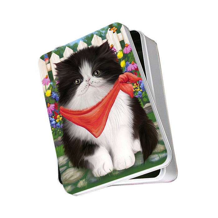 Spring Floral Persian Cat Photo Storage Tin PITN49930
