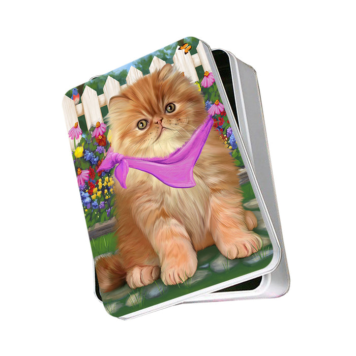 Spring Floral Persian Cat Photo Storage Tin PITN49931