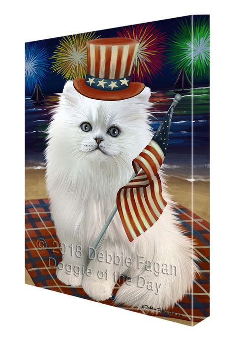 4th of July Independence Day Firework Persian Cat Canvas Wall Art CVS56235