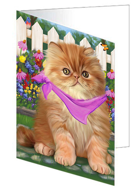 Spring Floral Persian Cat Handmade Artwork Assorted Pets Greeting Cards and Note Cards with Envelopes for All Occasions and Holiday Seasons GCD53822