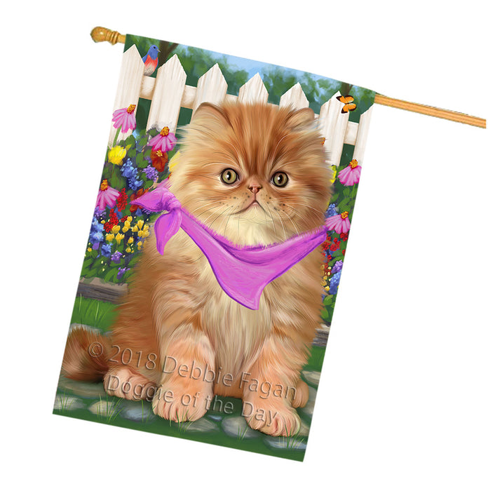 Spring Floral Persian Cat House Flag FLG49896