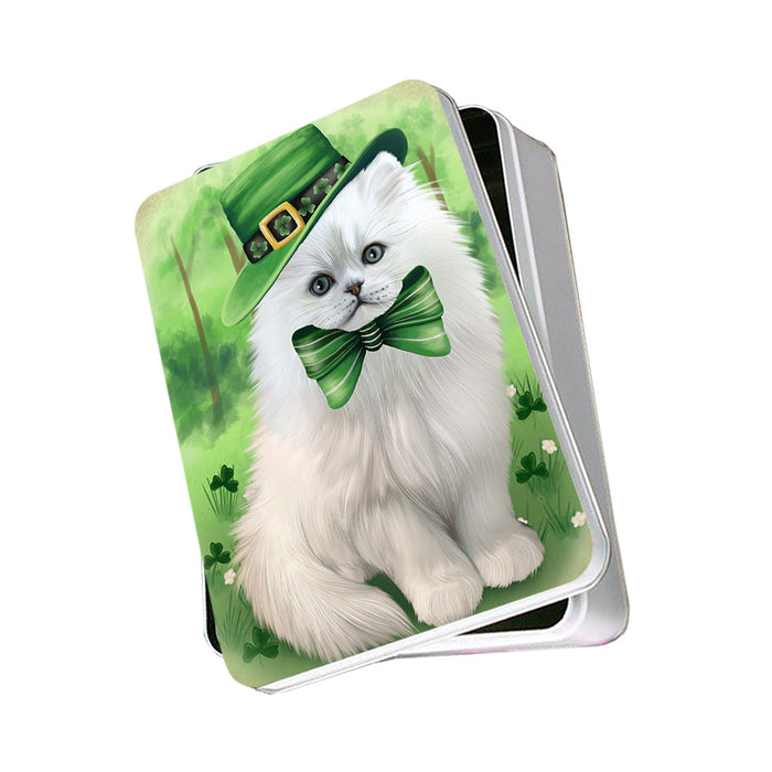 St. Patricks Day Irish Portrait Persian Cat Photo Storage Tin PITN49340