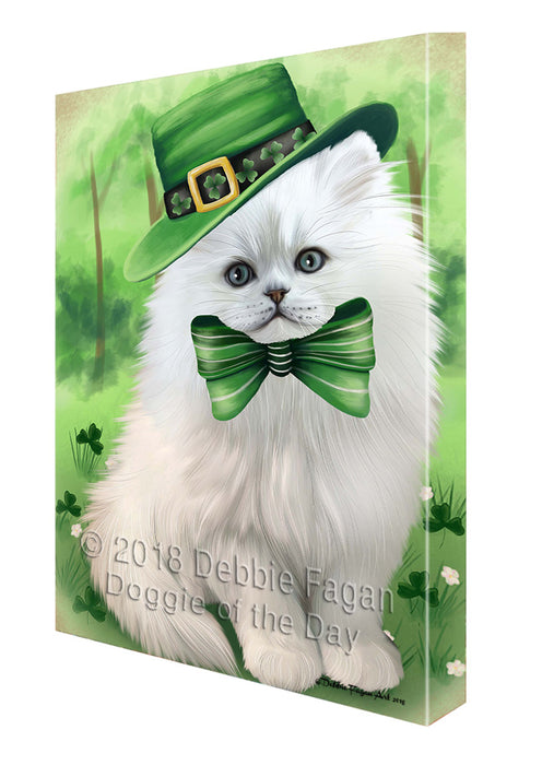 St. Patricks Day Irish Portrait Persian Cat Canvas Wall Art CVS58953