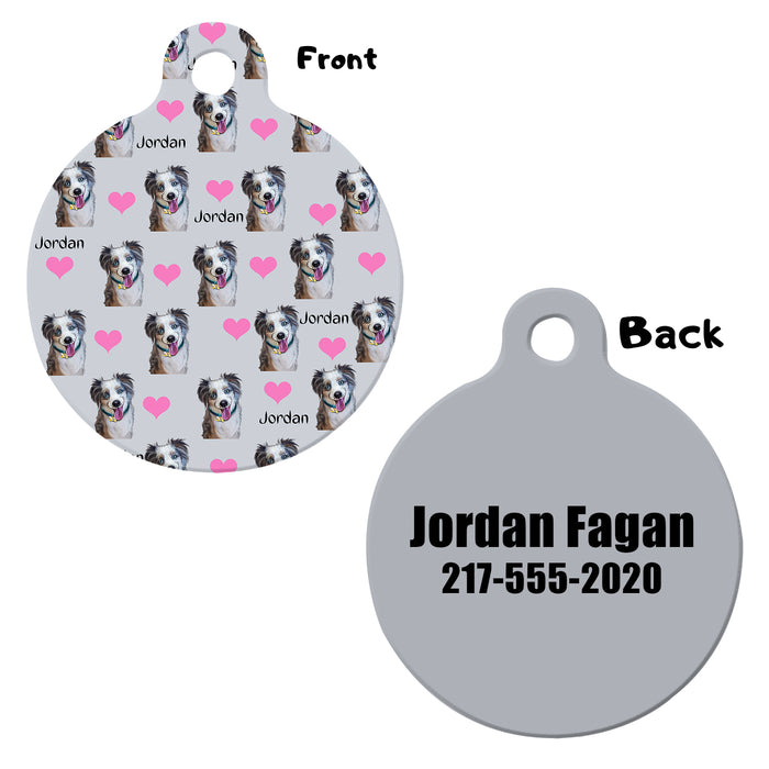 Add Your PERSONALIZED PET Painting Portrait Photo on Round Pet Tag