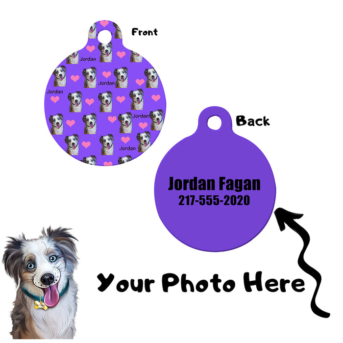 Add Your PERSONALIZED PET Painting Portrait Photo on Round Pet Tag