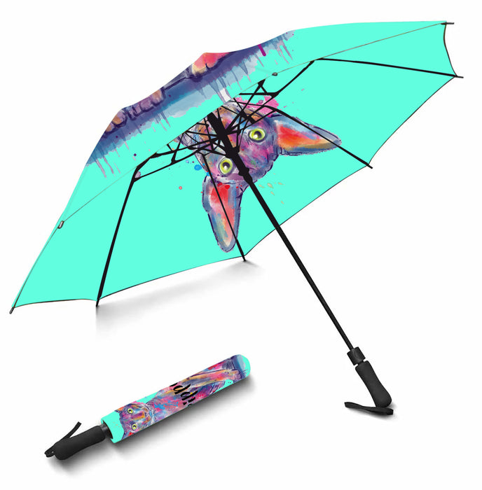 Custom Pet Name Personalized Watercolor Peterbald CatSemi-Automatic Foldable Umbrella