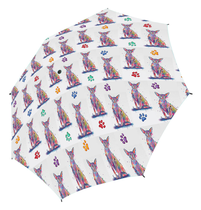 Watercolor Mini Peterbald CatsSemi-Automatic Foldable Umbrella