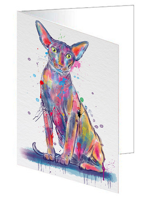 Watercolor Peterbald Cat Handmade Artwork Assorted Pets Greeting Cards and Note Cards with Envelopes for All Occasions and Holiday Seasons GCD79115