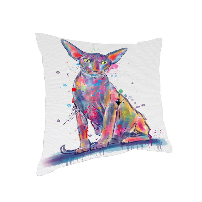 Watercolor Peterbald Cat Pillow with Top Quality High-Resolution Images - Ultra Soft Pet Pillows for Sleeping - Reversible & Comfort - Ideal Gift for Dog Lover - Cushion for Sofa Couch Bed - 100% Polyester