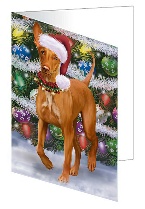 Chistmas Trotting in the Snow Pharaoh Hound Dog Handmade Artwork Assorted Pets Greeting Cards and Note Cards with Envelopes for All Occasions and Holiday Seasons