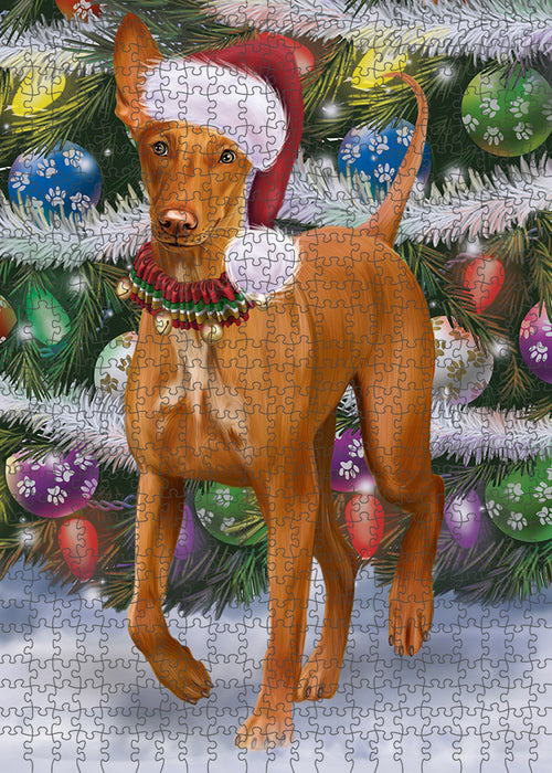 Chistmas Trotting in the Snow Pharaoh Hound Dog Portrait Jigsaw Puzzle for Adults Animal Interlocking Puzzle Game Unique Gift for Dog Lover's with Metal Tin Box PZL971