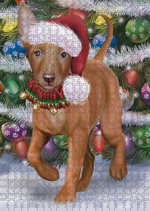 Chistmas Trotting in the Snow Pharaoh Hound Dog Portrait Jigsaw Puzzle for Adults Animal Interlocking Puzzle Game Unique Gift for Dog Lover's with Metal Tin Box PZL972