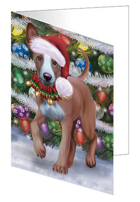 Chistmas Trotting in the Snow Pharaoh Hound Dog Handmade Artwork Assorted Pets Greeting Cards and Note Cards with Envelopes for All Occasions and Holiday Seasons