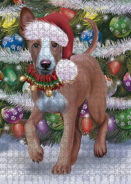 Chistmas Trotting in the Snow Pharaoh Hound Dog Portrait Jigsaw Puzzle for Adults Animal Interlocking Puzzle Game Unique Gift for Dog Lover's with Metal Tin Box PZL973