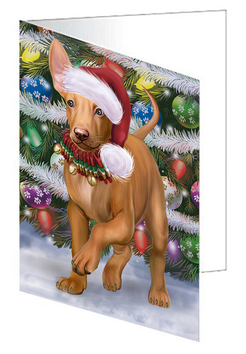 Chistmas Trotting in the Snow Pharaoh Hound Dog Handmade Artwork Assorted Pets Greeting Cards and Note Cards with Envelopes for All Occasions and Holiday Seasons