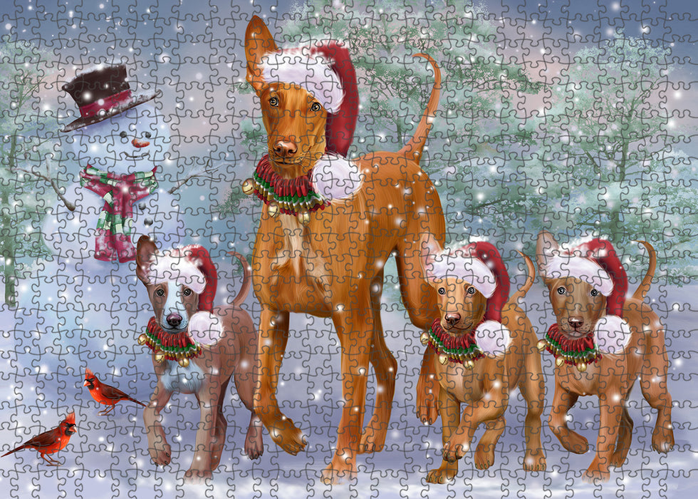 Christmas Running Family Pharaoh Hound Dogs Portrait Jigsaw Puzzle for Adults Animal Interlocking Puzzle Game Unique Gift for Dog Lover's with Metal Tin Box