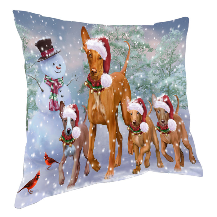 Christmas Running Family Pharaoh Hound Dogs Pillow with Top Quality High-Resolution Images - Ultra Soft Pet Pillows for Sleeping - Reversible & Comfort - Ideal Gift for Dog Lover - Cushion for Sofa Couch Bed - 100% Polyester