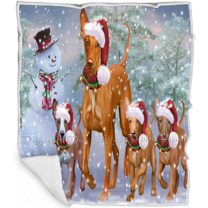 Christmas Running Family Pharaoh Hound Dogs Blanket BLNKT143422