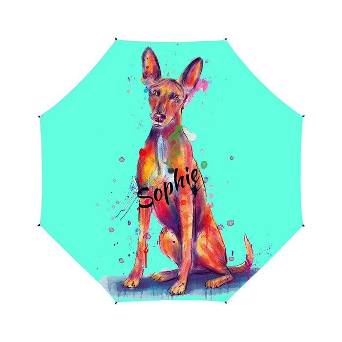 Custom Pet Name Personalized Watercolor Pharaoh Hound DogSemi-Automatic Foldable Umbrella