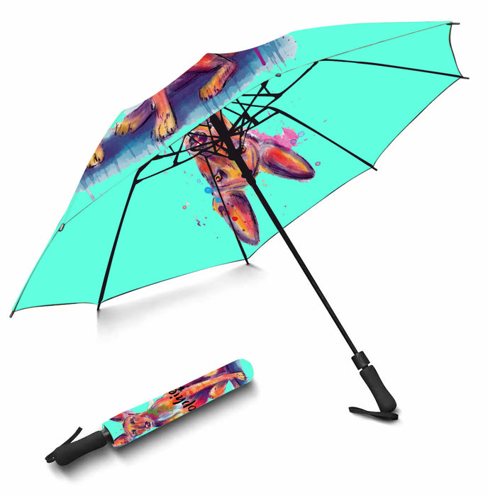 Custom Pet Name Personalized Watercolor Pharaoh Hound DogSemi-Automatic Foldable Umbrella