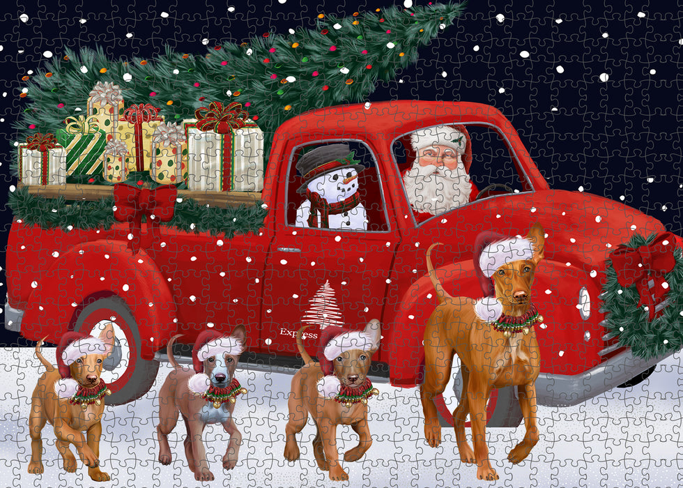 Christmas Express Delivery Red Truck Running Pharaoh Hound Dogs Puzzle  PUZL99764