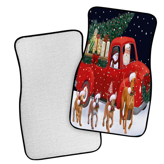 Christmas Express Delivery Red Truck Running Pharaoh Hound Dogs Polyester Anti-Slip Vehicle Carpet Car Floor Mats  CFM49528