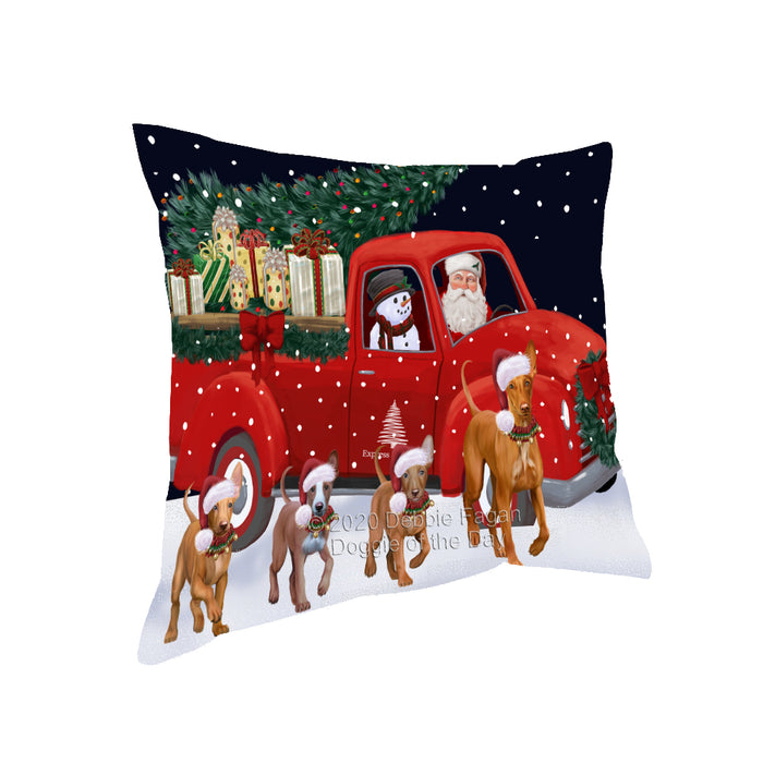 Christmas Express Delivery Red Truck Running Pharaoh Hound Dogs Pillow PIL86148